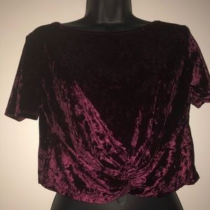 Wine colored Velvet Crop Top